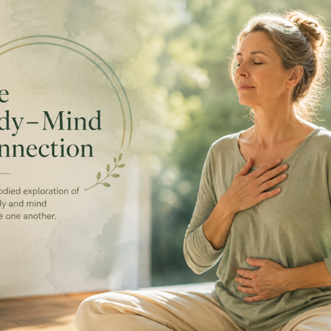 Woman exploring the body-mind connection through mindful awareness